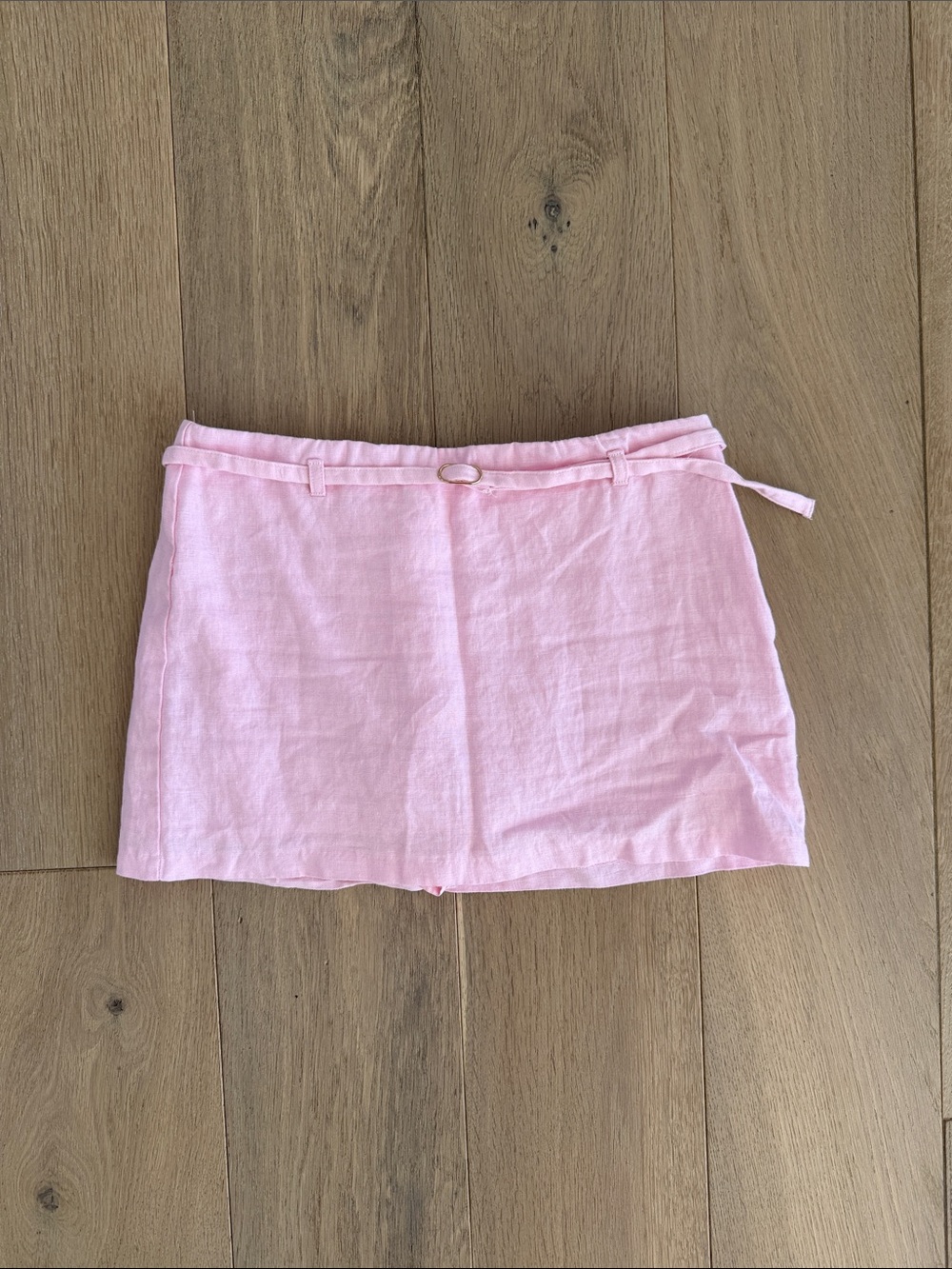 Abercrombie Pink Linen Mini Skort with Waist Tie Size Small